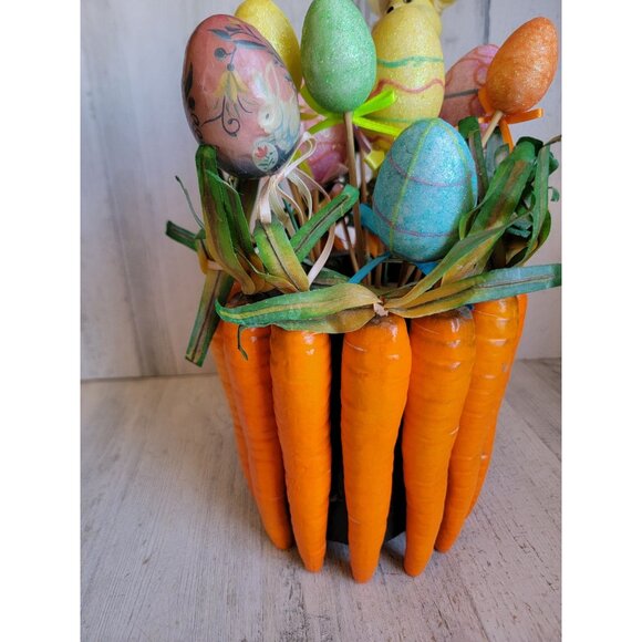 Styrofoam Easter carrot centerpiece rabbit egg glitter vintage unique decor - Picture 4 of 13